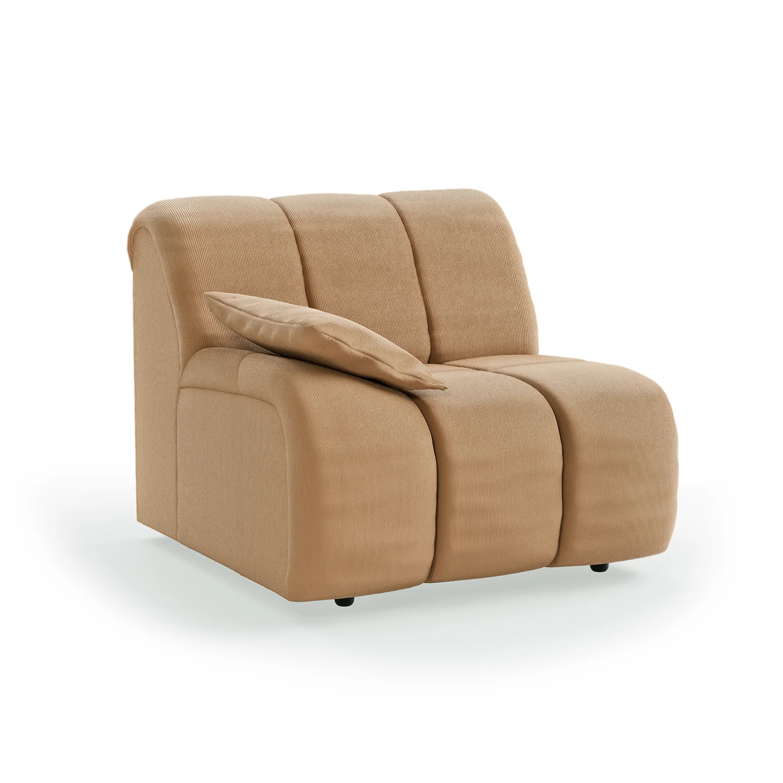 HKliving Wave Couch – Element linke niedrige Armlehne – Corduroy rib, Brown