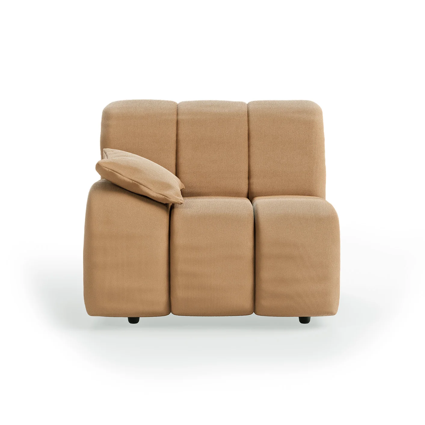 HKliving Wave Couch – Element linke niedrige Armlehne – Corduroy rib, Brown