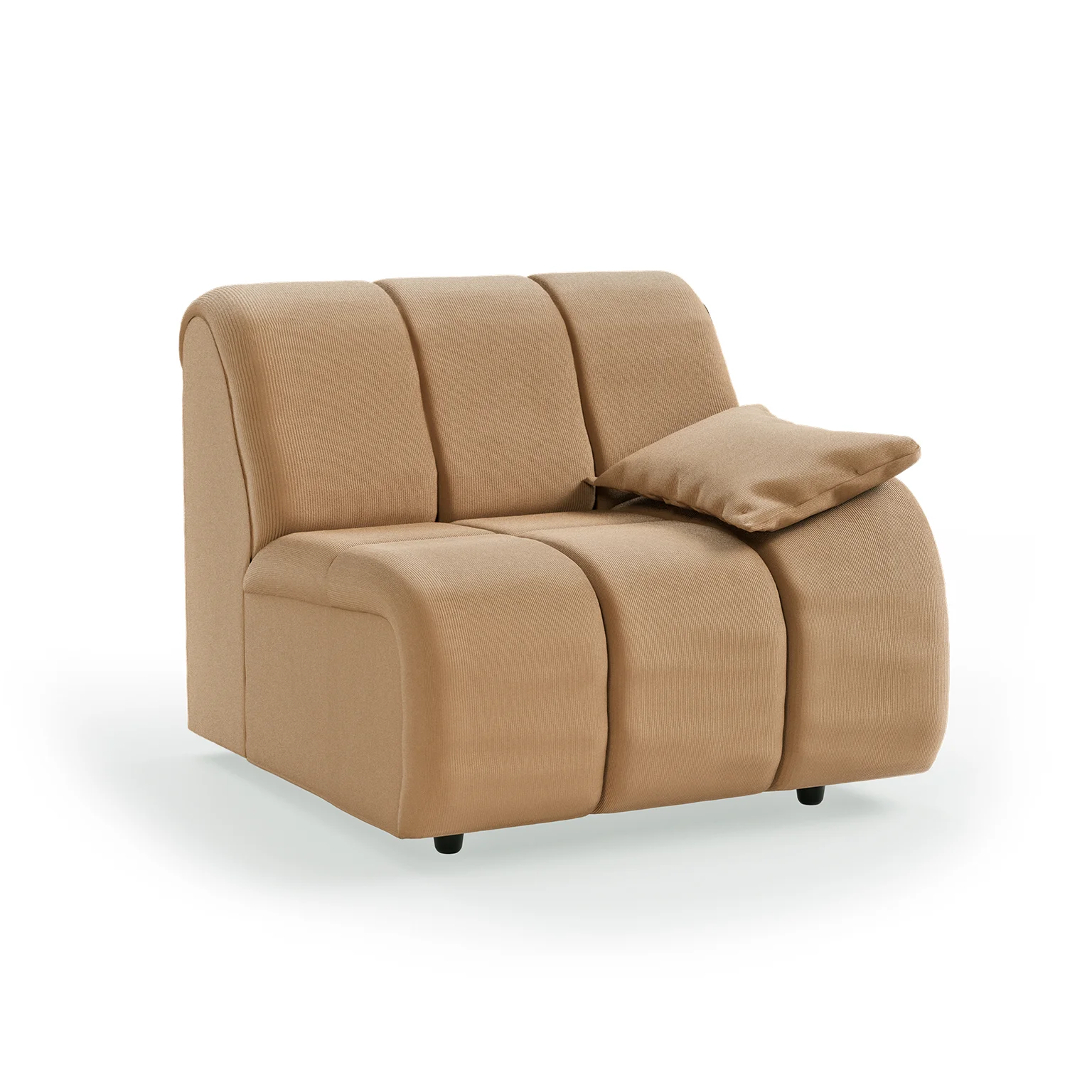 HKliving Wave Couch – Element rechte niedrige Armlehne – Corduroy rib, Brown