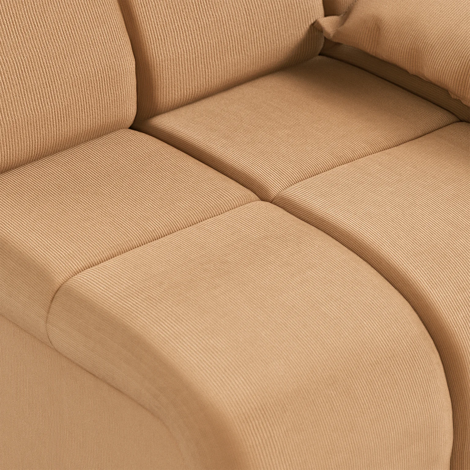 HKliving Wave Couch – Element rechte niedrige Armlehne – Corduroy rib, Brown