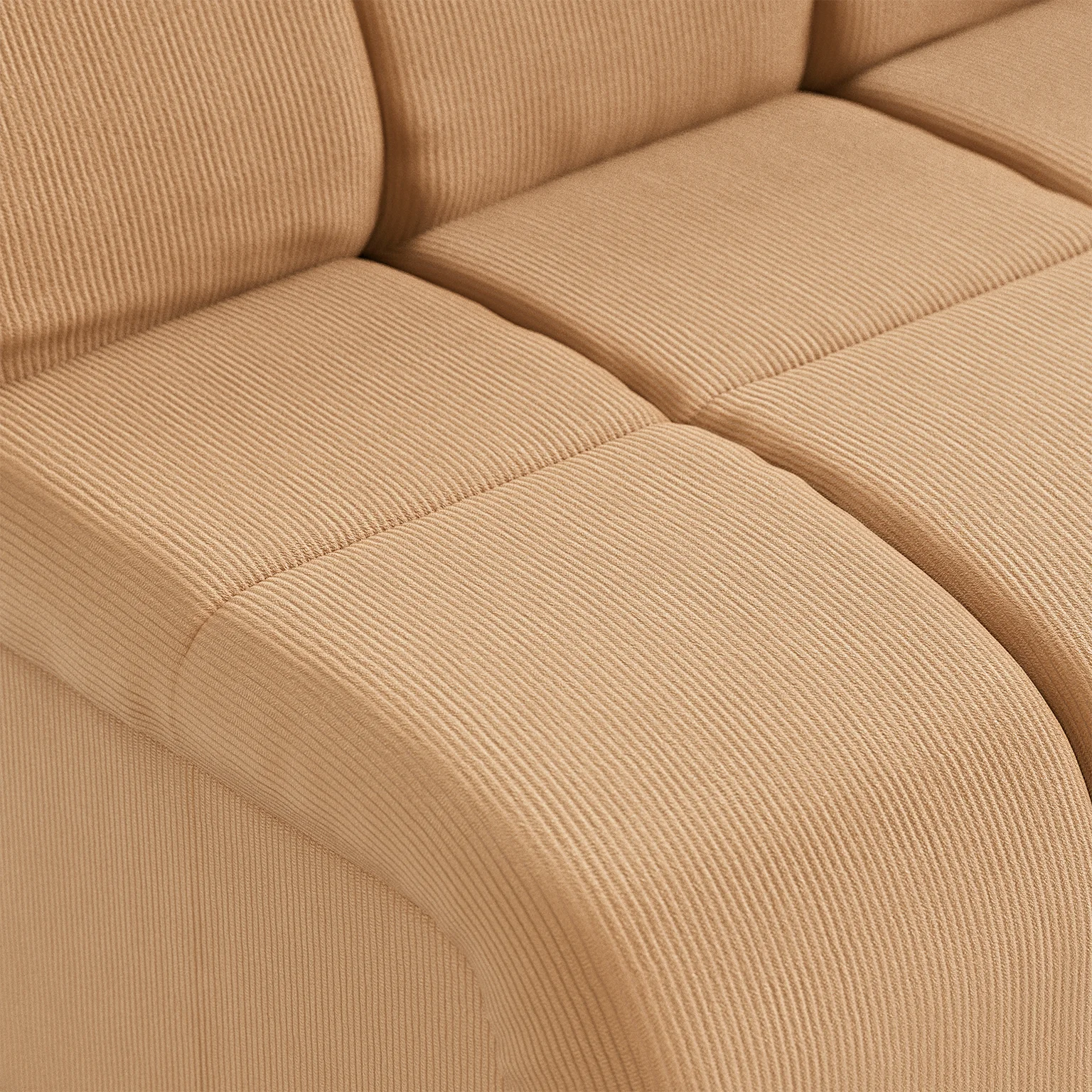 HKliving Wave Couch – Mittelelement – Corduroy rib, Brown