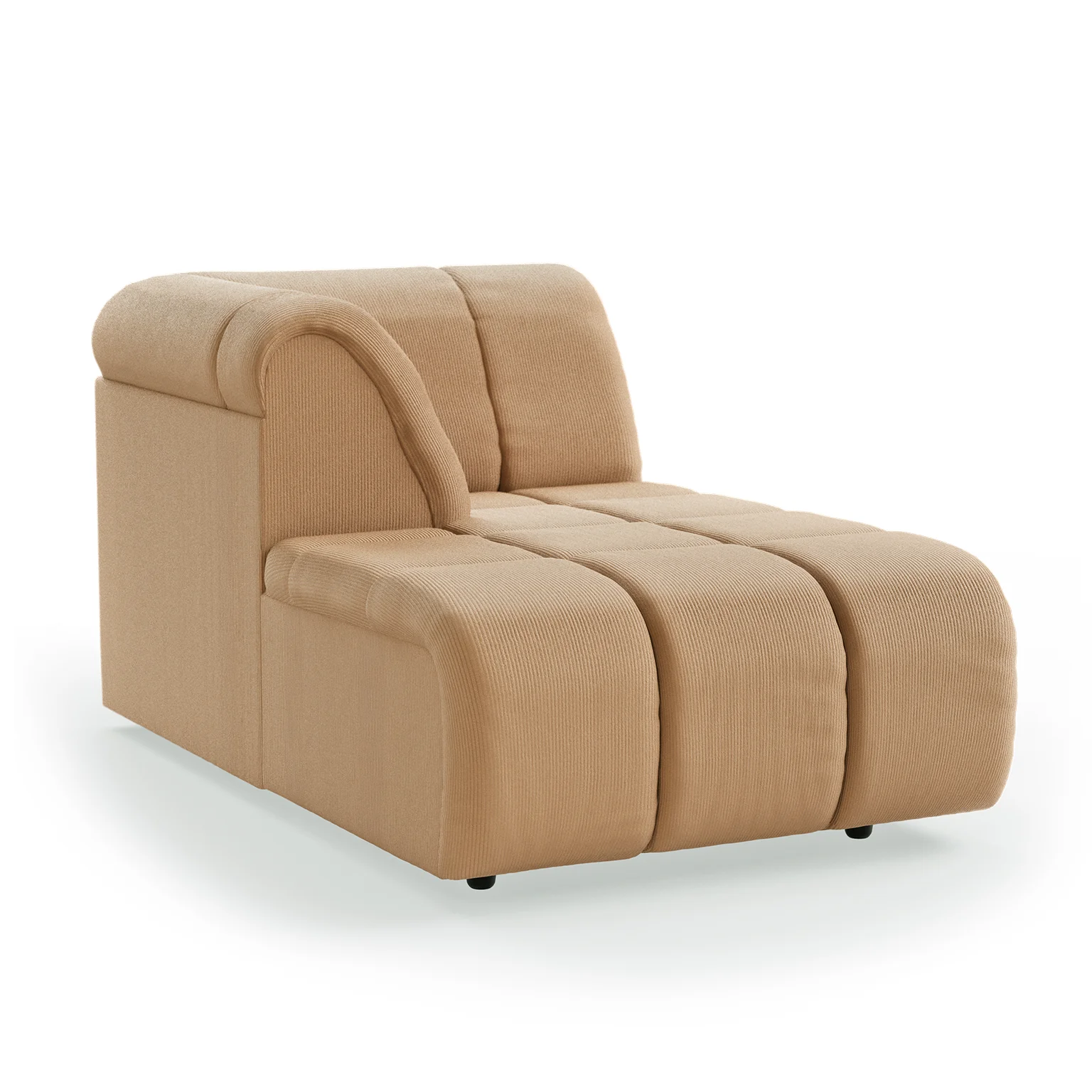 HKliving Wave Couch – Element Longchair links – Corduroy rib, Brown