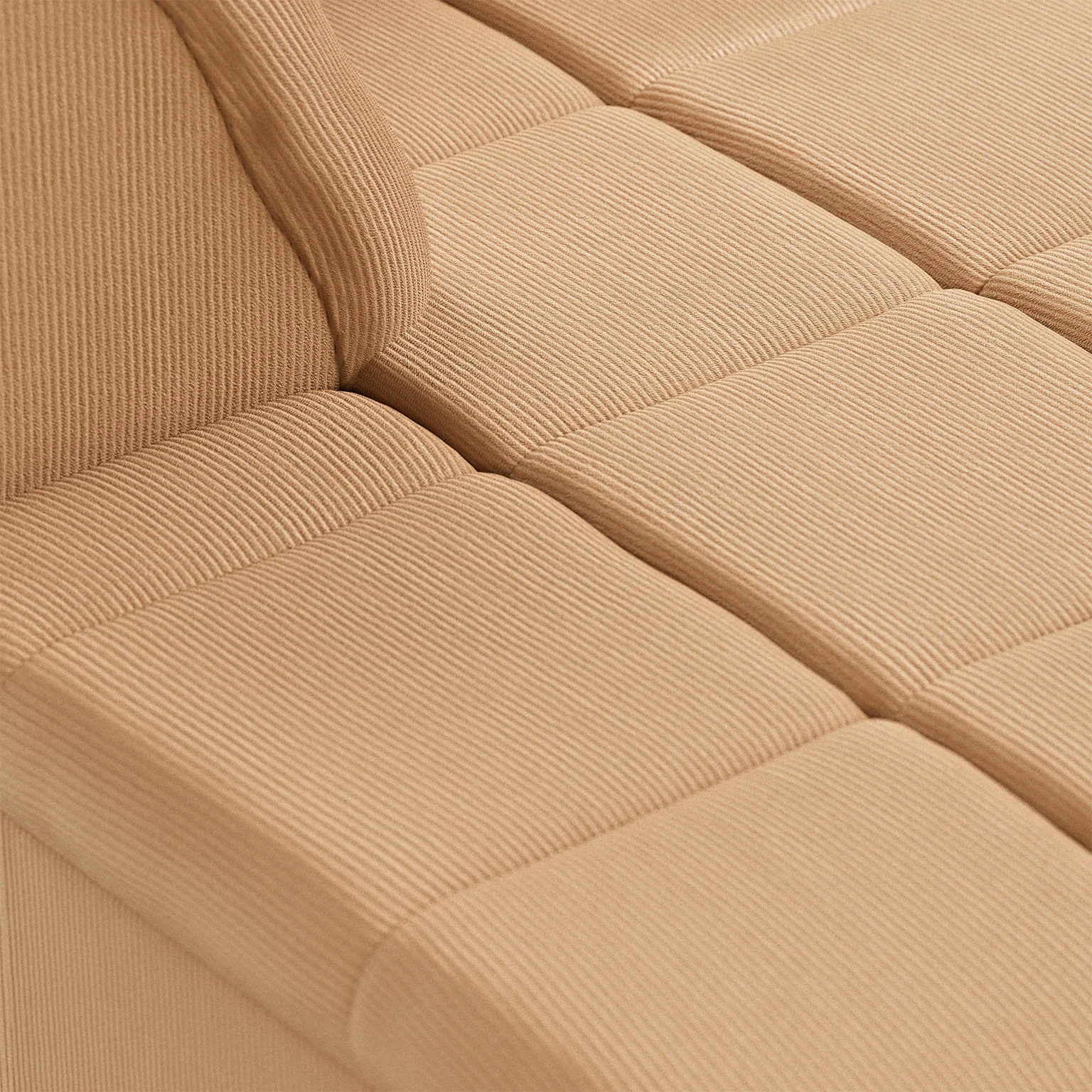 HKliving Wave Couch – Element Longchair links – Corduroy rib, Brown