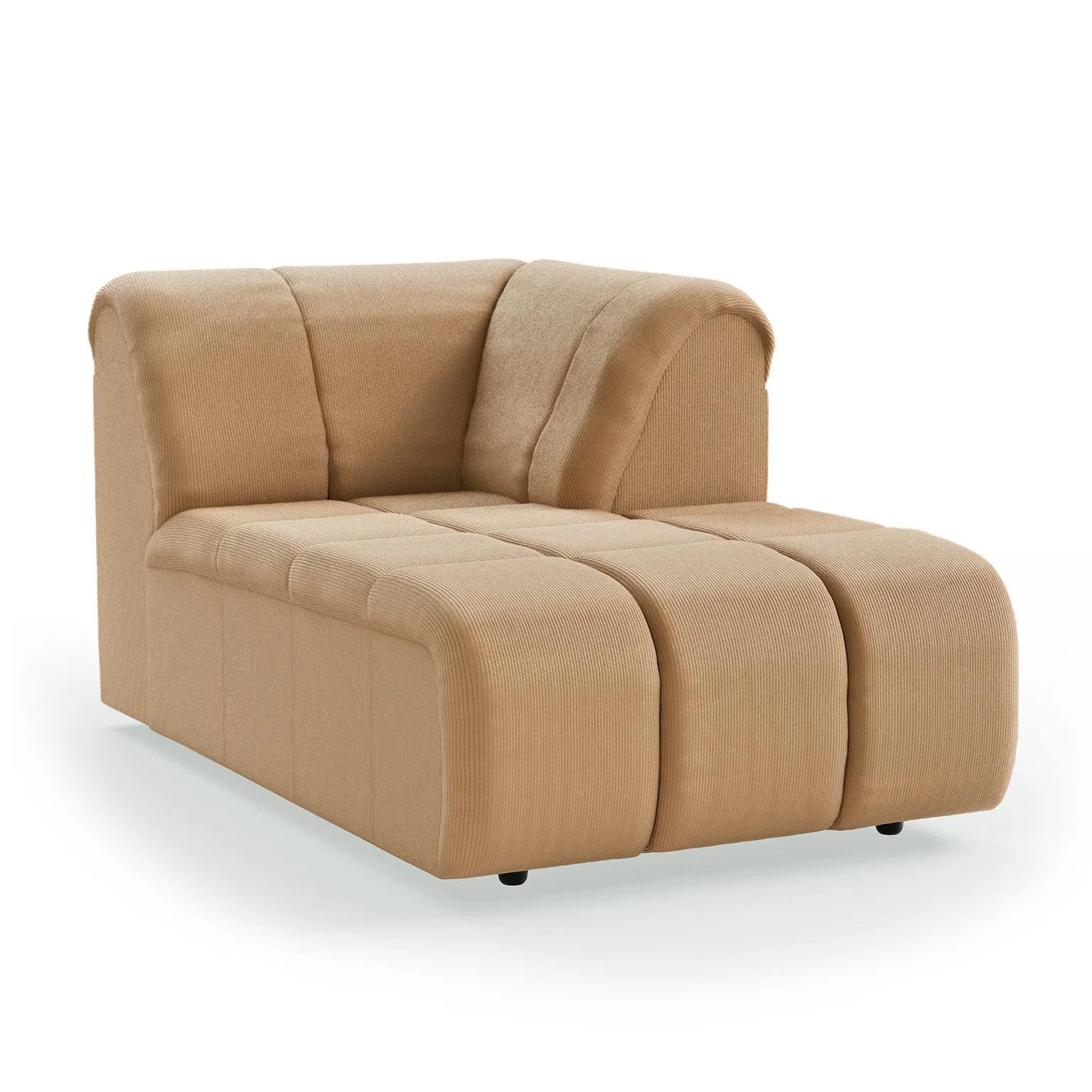 HKliving Wave Couch – Element Longchair rechts – Corduroy rib, Brown