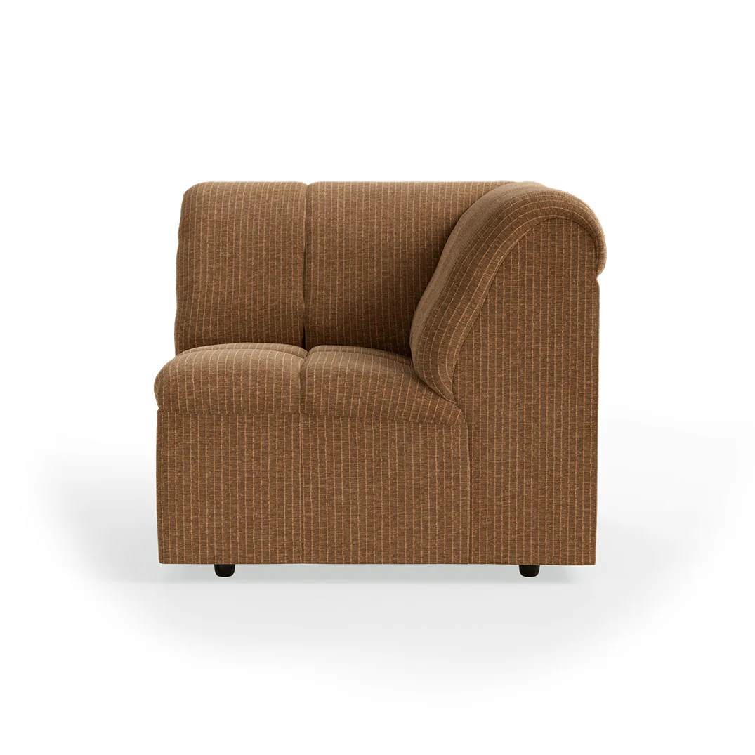 HKliving Wave Couch – Element rechte niedrige Armlehne – Corduroy velvet Aged gold