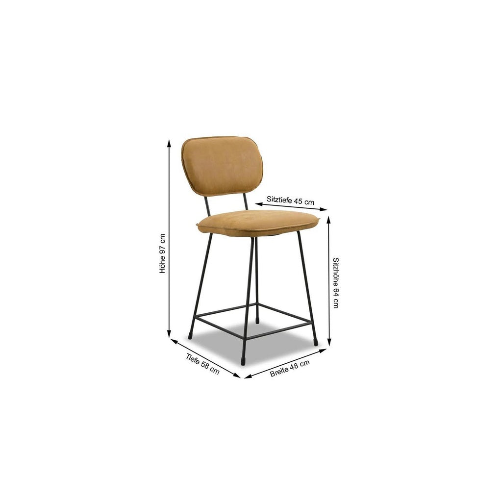 Het Anker 2x Barstuhl CONGA in Leder Africa mustard – Ansicht 7