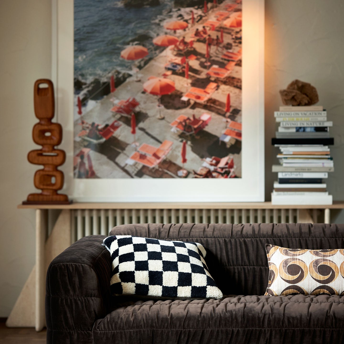 hkliving 2x Kissen 50x50cm aus Wolle in schwarz/natur
