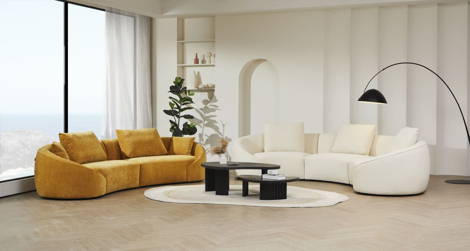 Sitzdesign Kollektion / 4-Sitzer Sofa ALBA in Boucle Stoff
