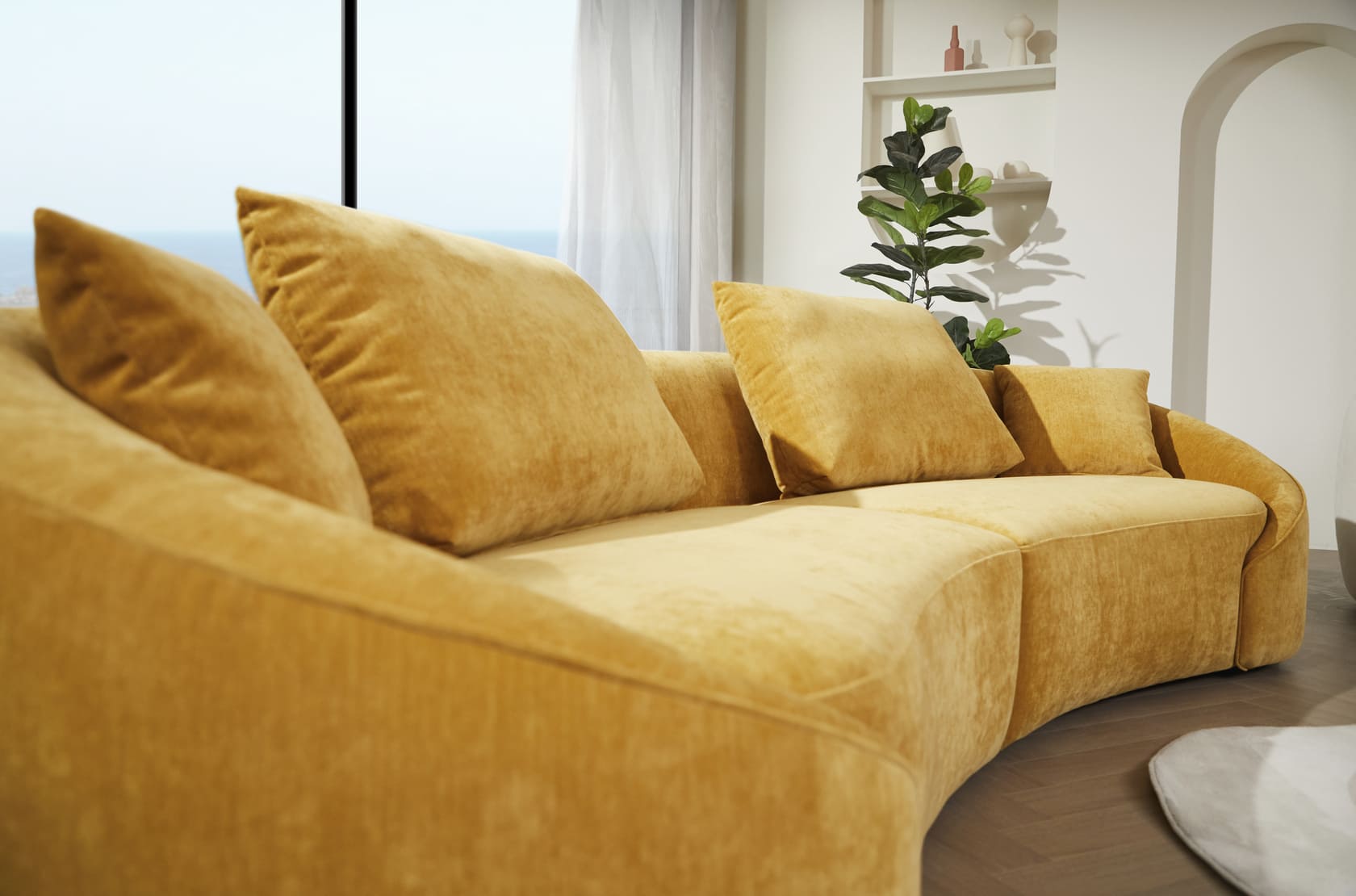 Sitzdesign Kollektion / 4-Sitzer Sofa ALBA in Boucle Stoff