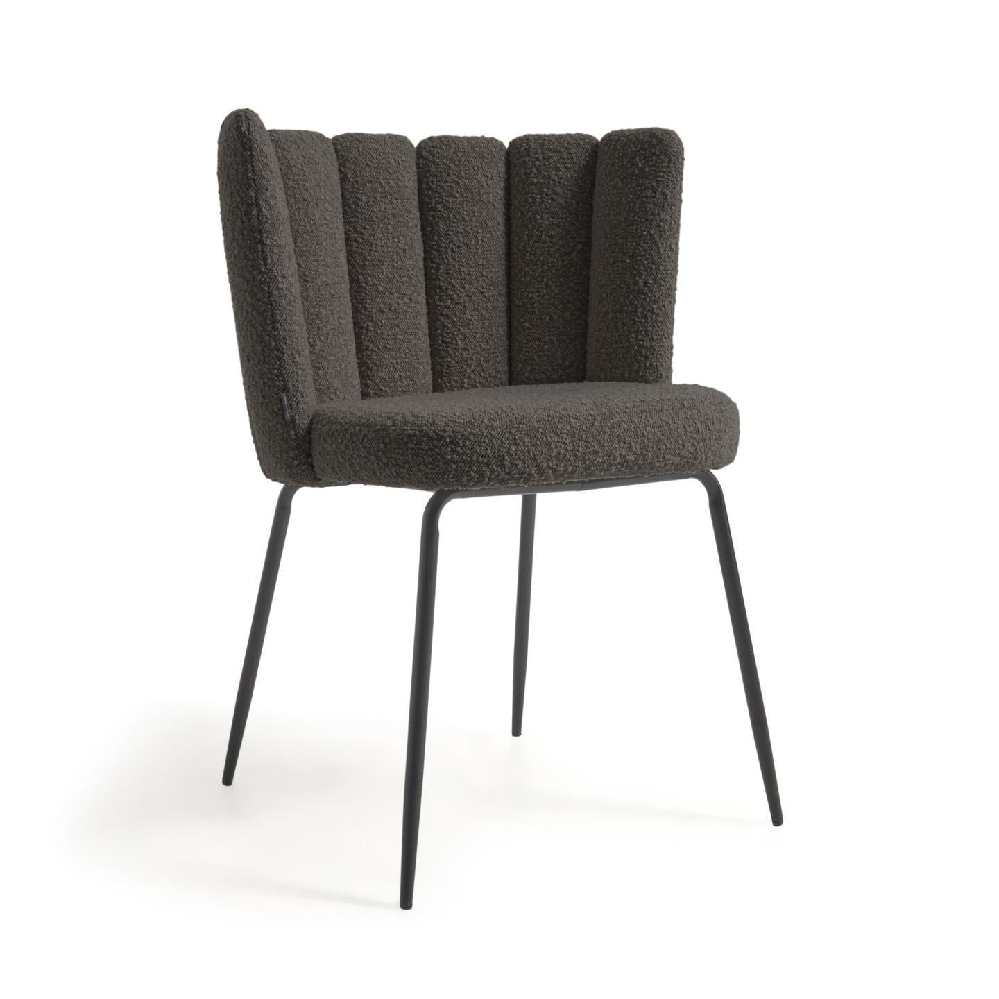 Aniela 2er Stuhl Set in Boucle Stoff schwarz – Ansicht 2