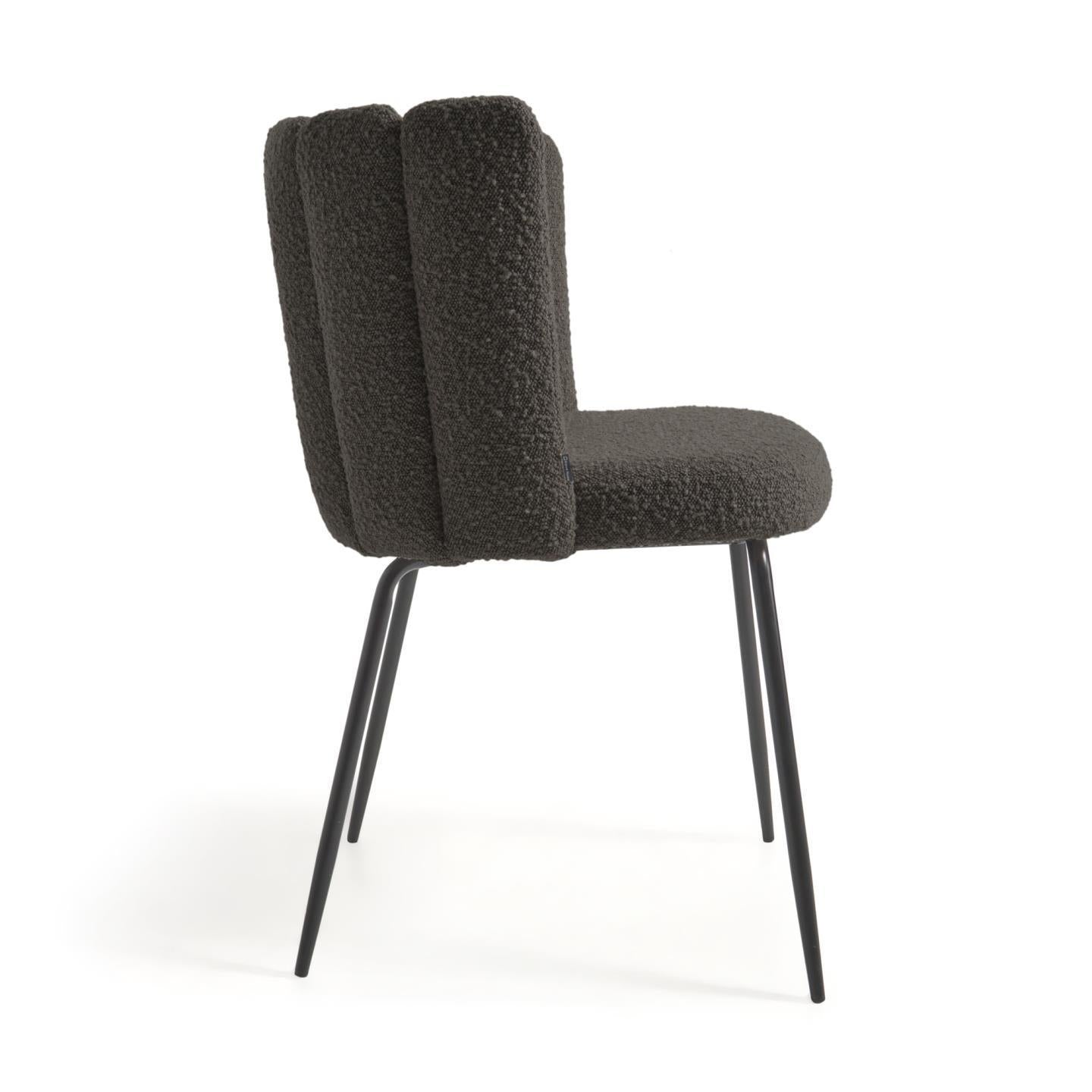 Aniela 2er Stuhl Set in Boucle Stoff schwarz