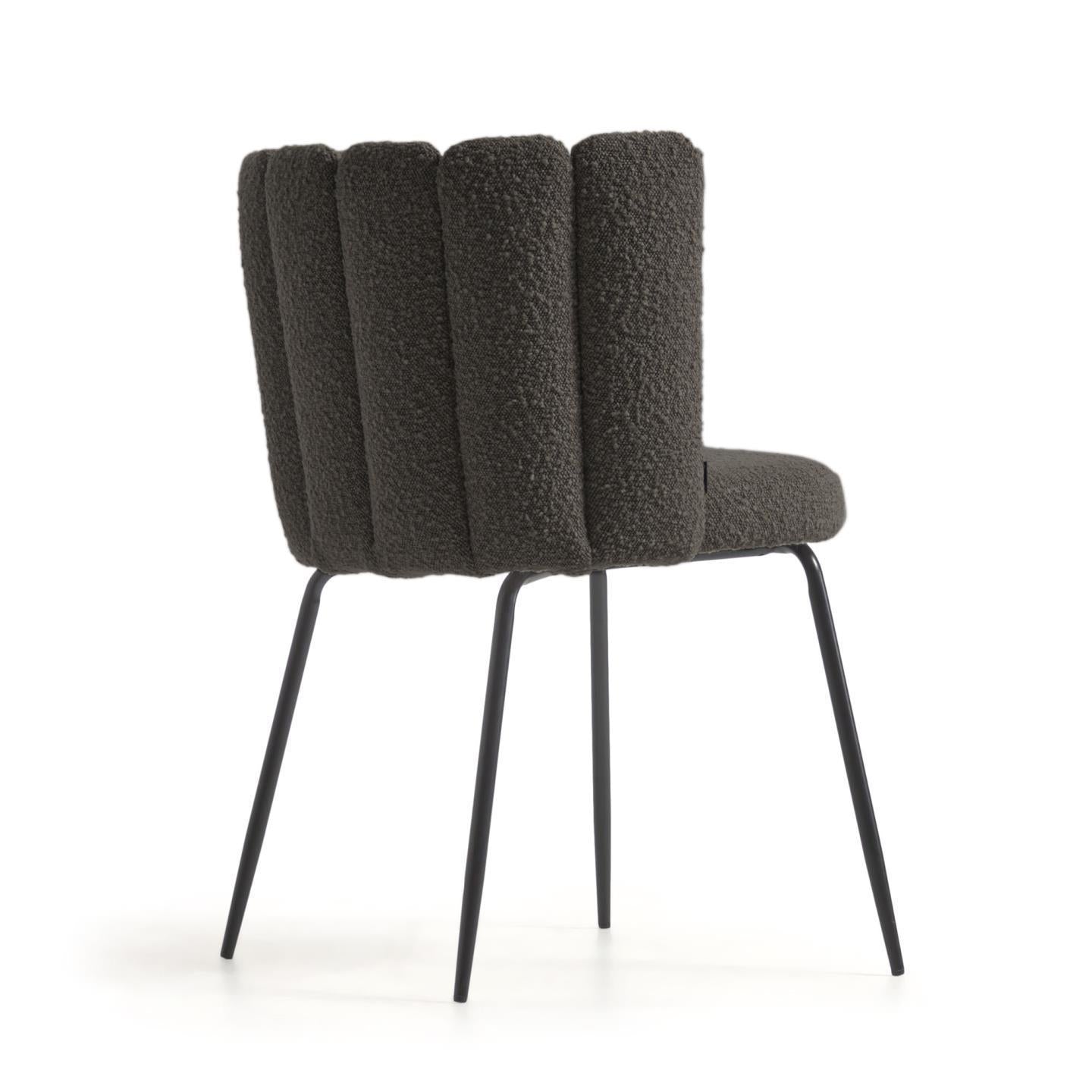 Aniela 2er Stuhl Set in Boucle Stoff schwarz – Ansicht 4
