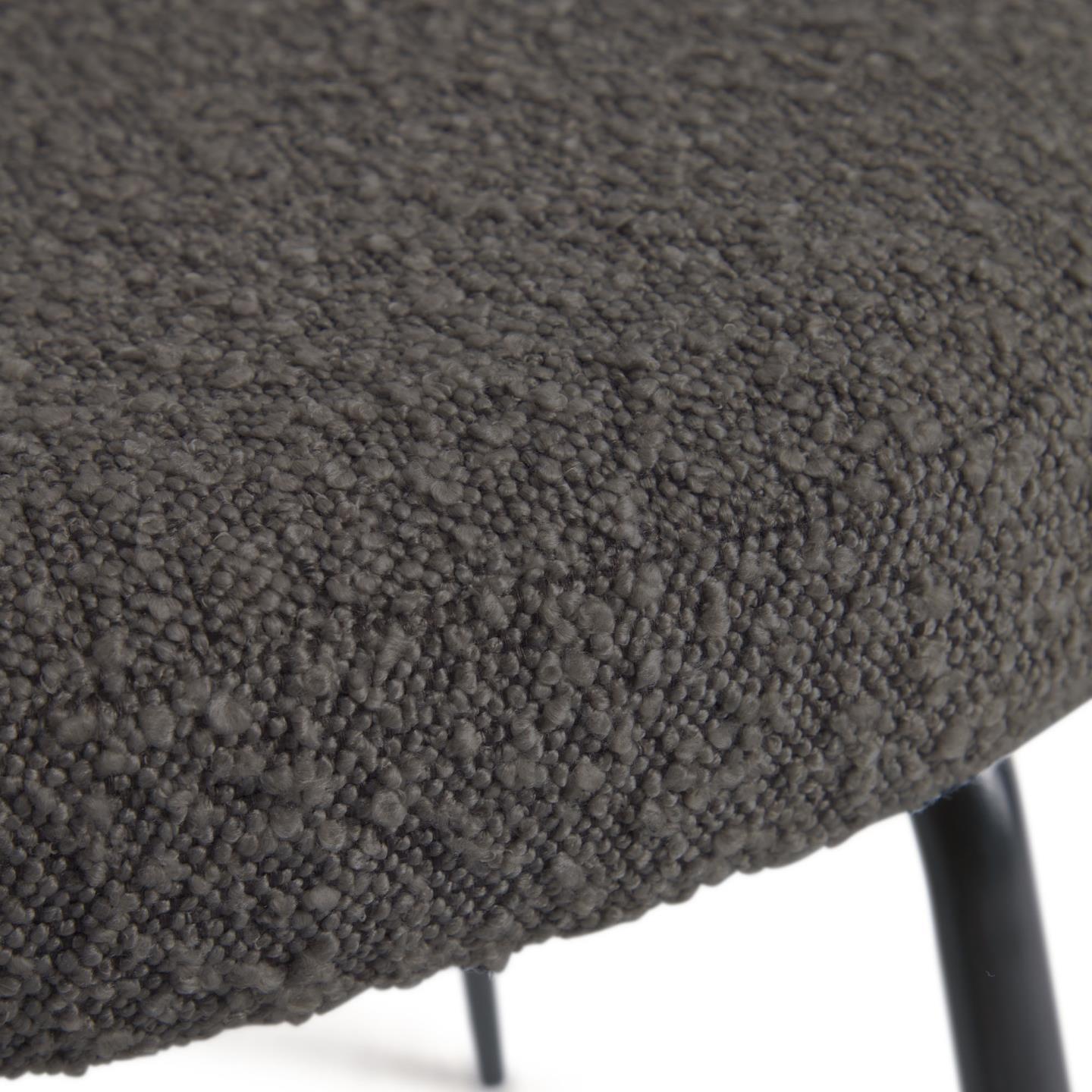 Aniela 2er Stuhl Set in Boucle Stoff schwarz – Ansicht 7