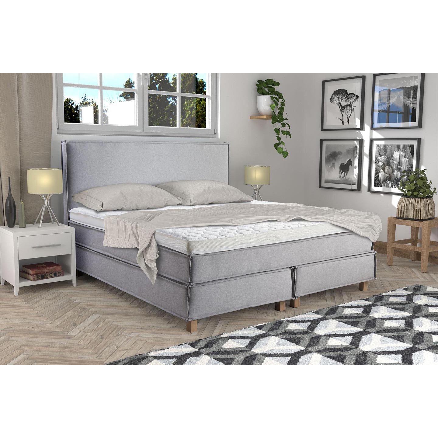 Boxspringbett Scanlook 180x200 in Stoff Gomez taupe