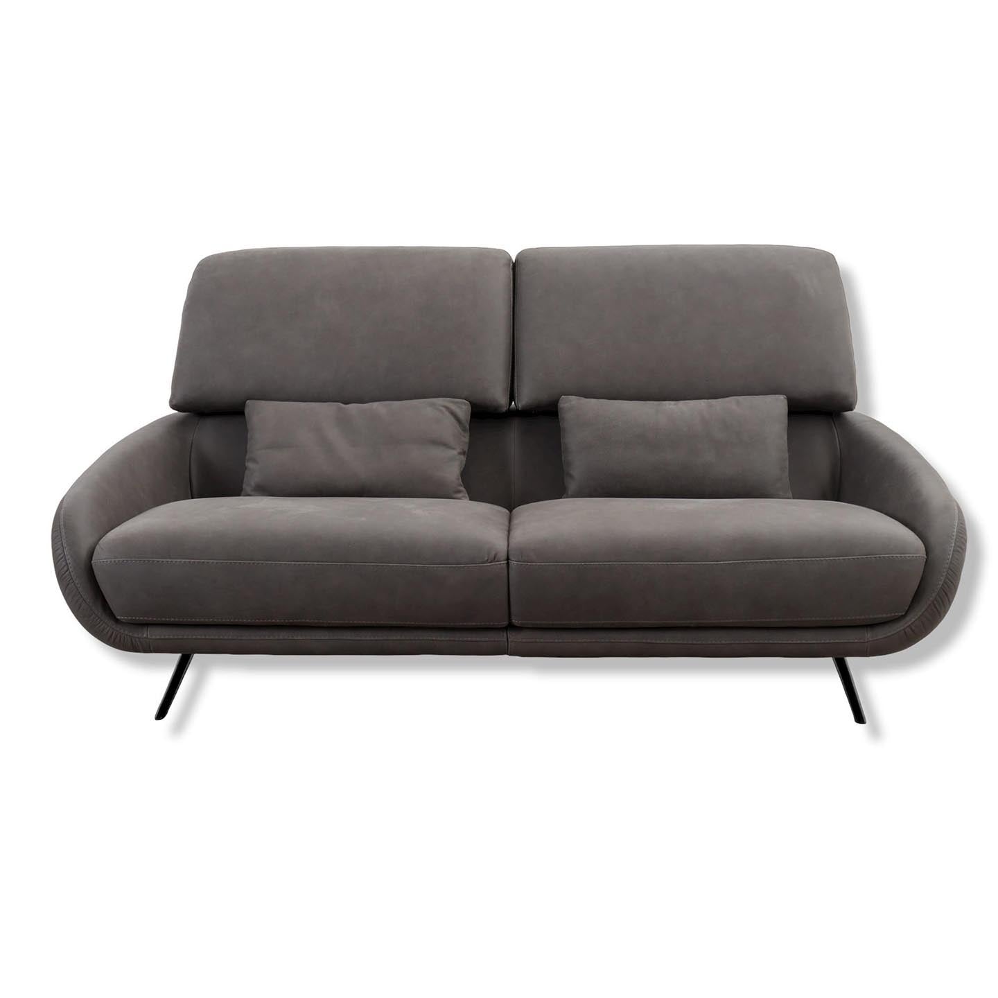 Cali Italia Regal_E Sofa in Leder Nouveau slate grey – Ansicht 2