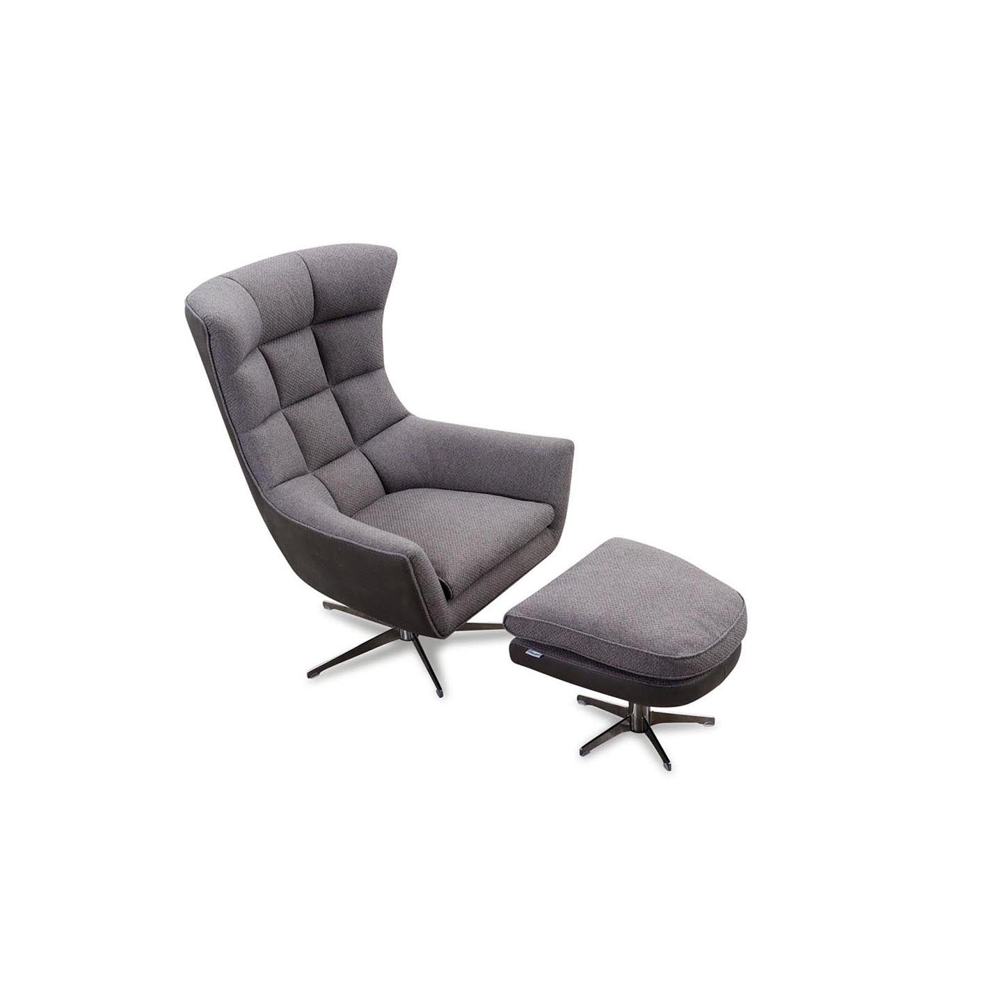 Calia Italia Ohrensessel JACOB in Leder Nouveau und Stoff Bentley