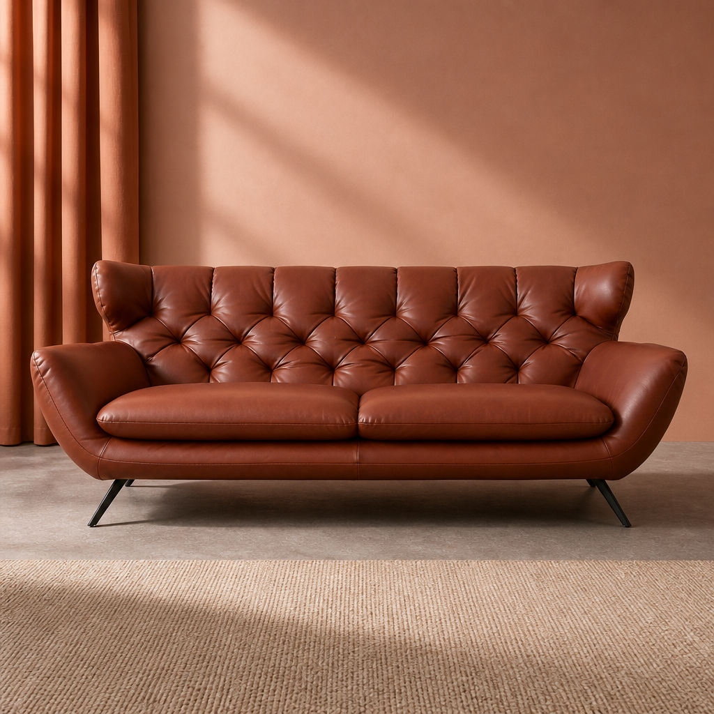Candy - Sixty Sofa 3 Sitzer 3002 in Anilin Leder Natur braun