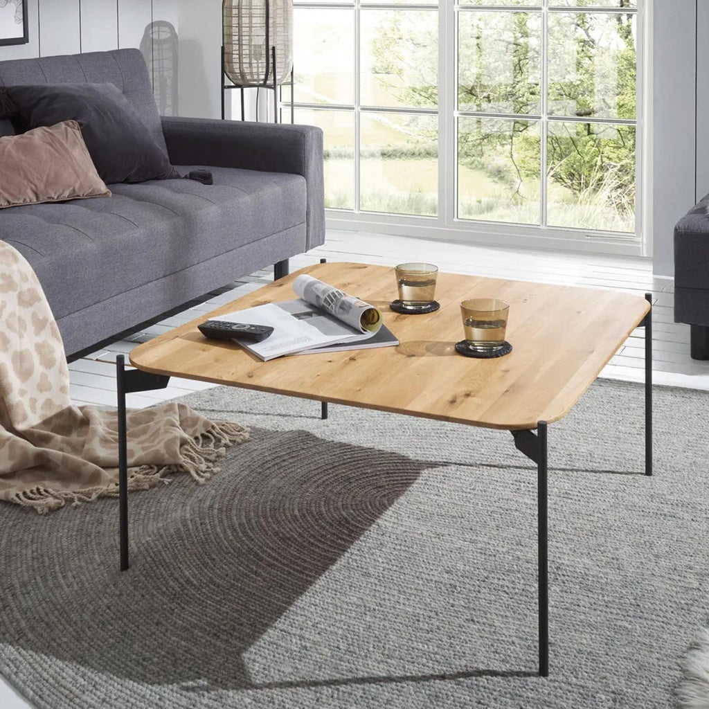 Couchtisch ALTO 60cm in Eiche / Metall schwarz matt