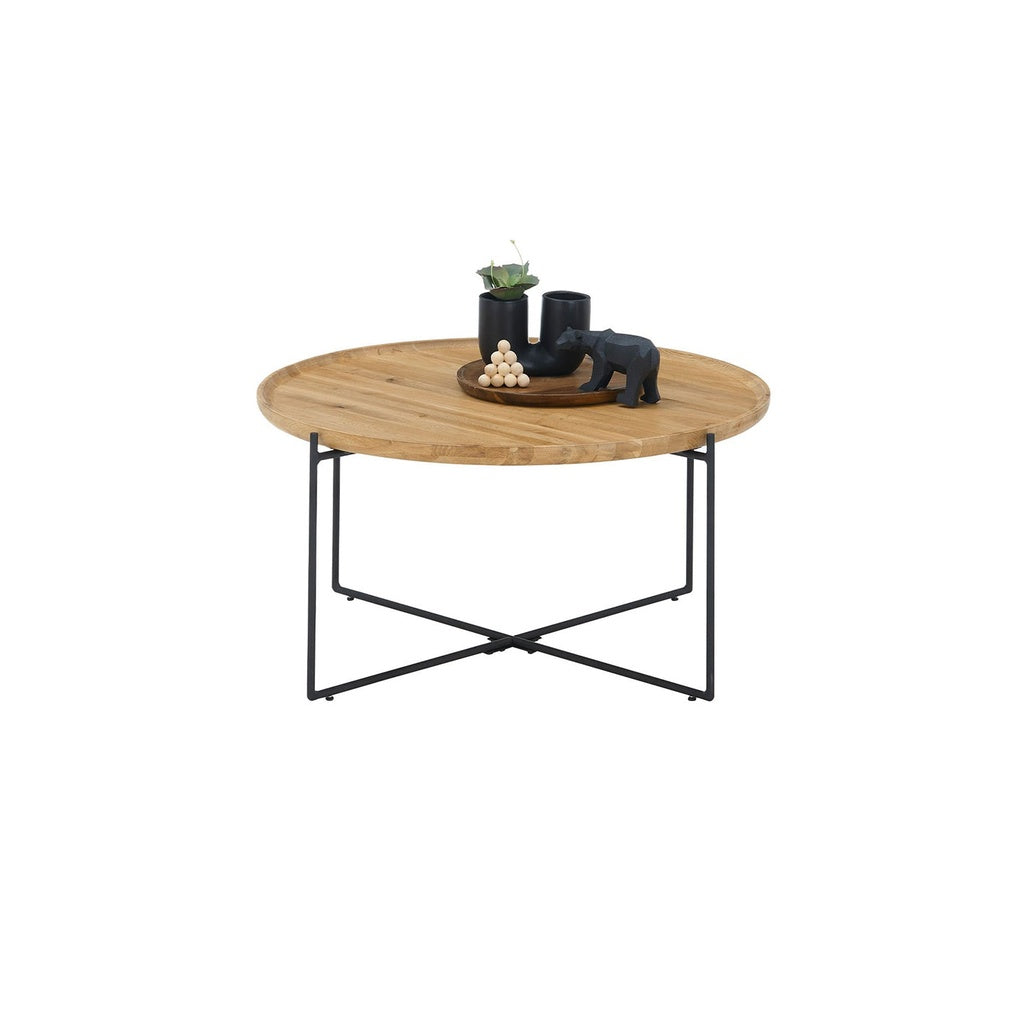 Couchtisch Treviso rund in Eiche / Metall schwarz