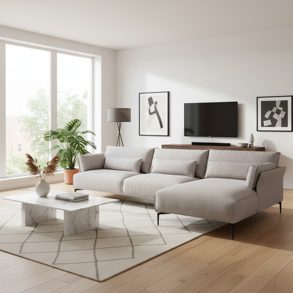 Ecksofa FEUILLE in Stoff Santos