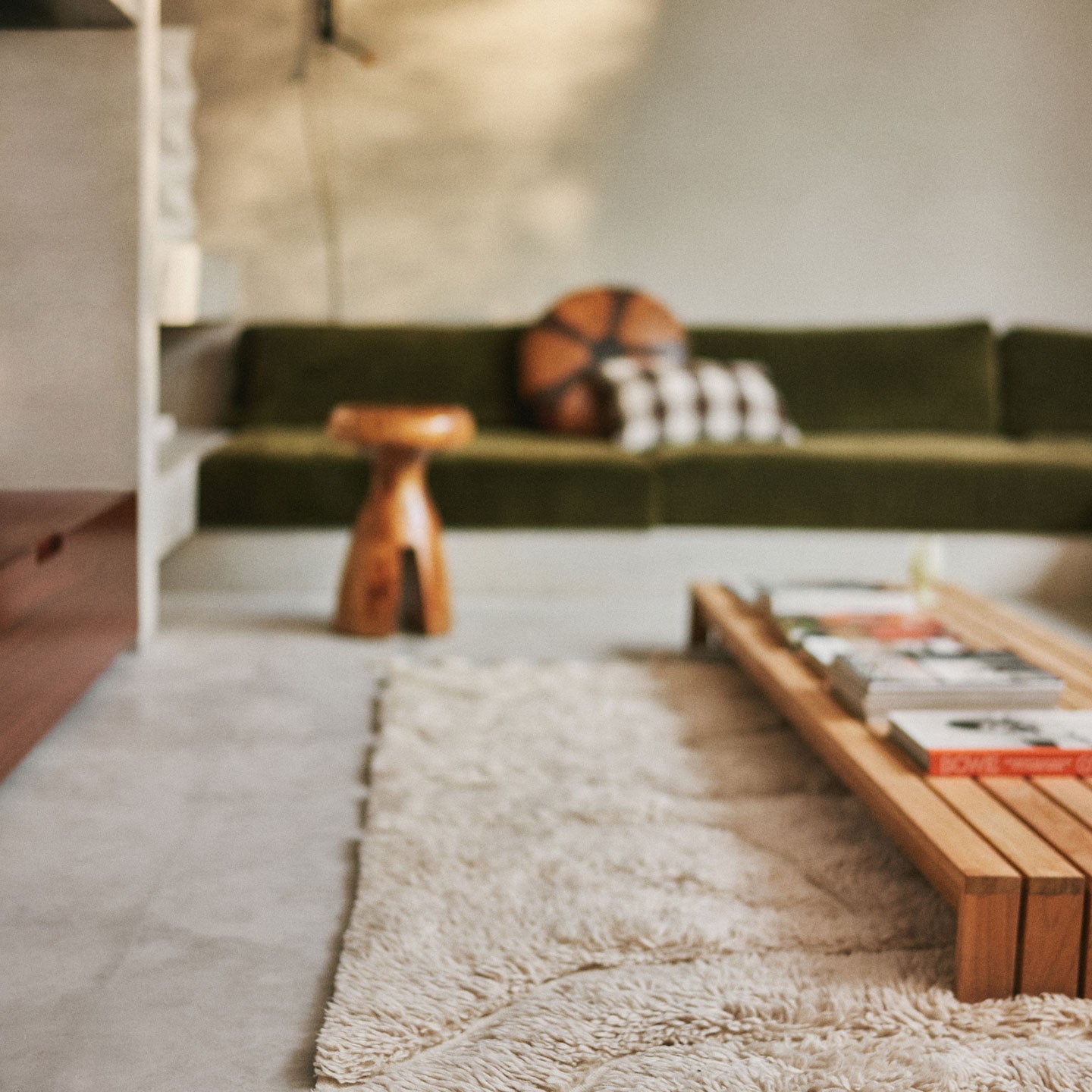 hkliving Teppich 200x140cm aus Wolle in creme