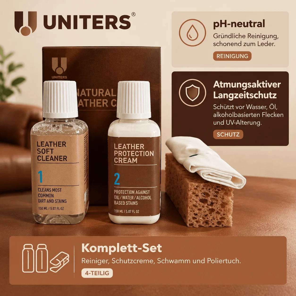 Uniters - Lederpflege Set für Anilin Leder 2x150ml