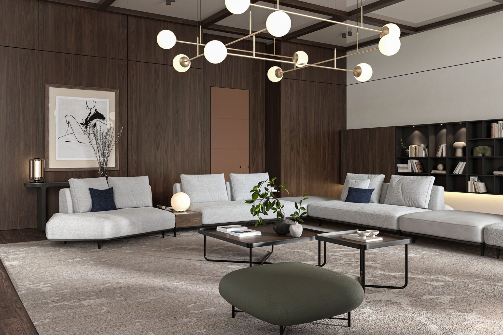 Saloni / Saloni Sofa Loft in Stoff Kombi 51 Farbe braun