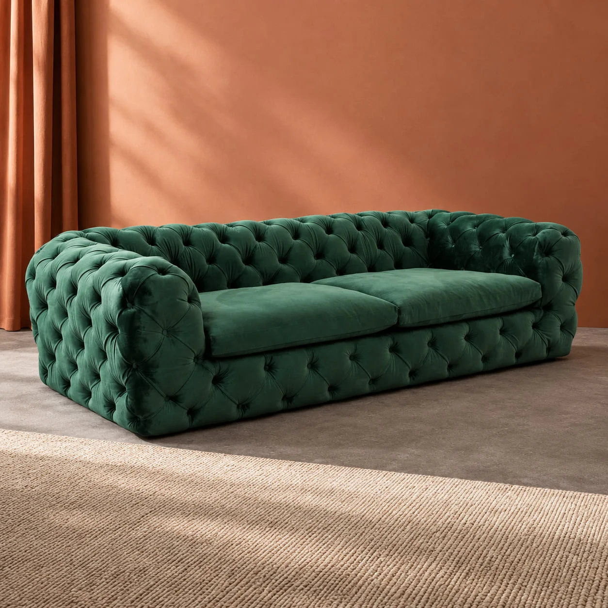 Sofa Chester Pluto in Stoff Amsterdam dunkelgrün