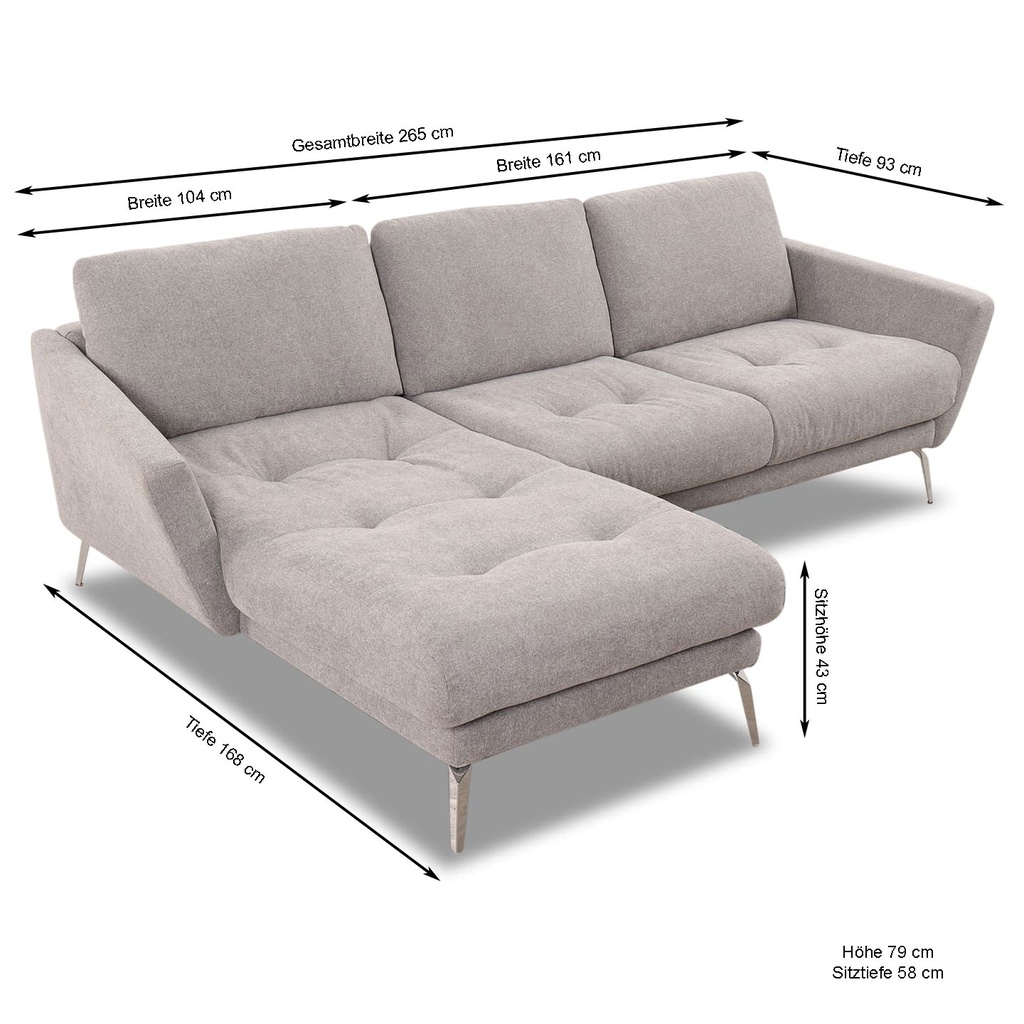 Willi Schillig Ecksofa 12301 SOFTY in Stoff R66 dolphin