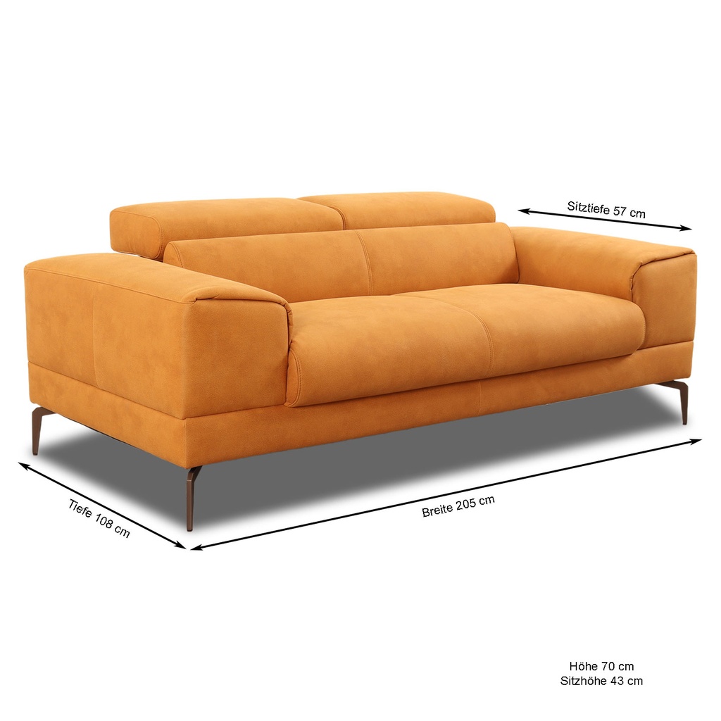 Willi Schillig Sofa 21106 Piedroo in Stoff S37 brandy