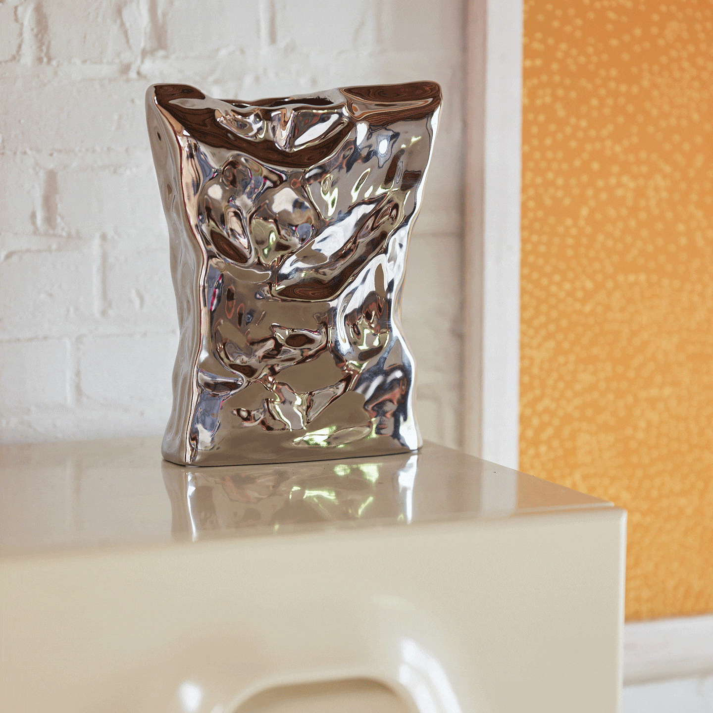 HK-Living Bag of crisps Vase in chrome