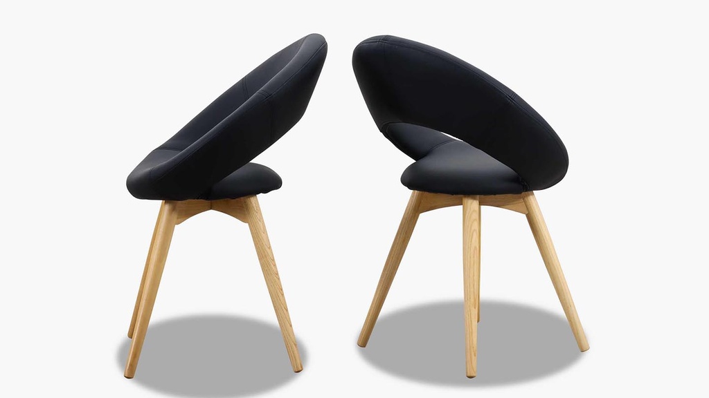 Actona set of 2 PLUMP chairs in imitation leather black