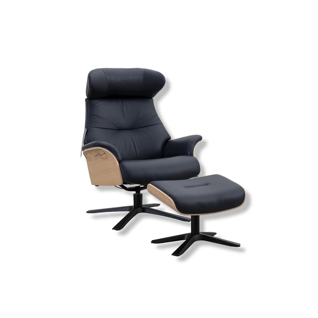 Conform TV armchair Air in Sauvage dark blue leather