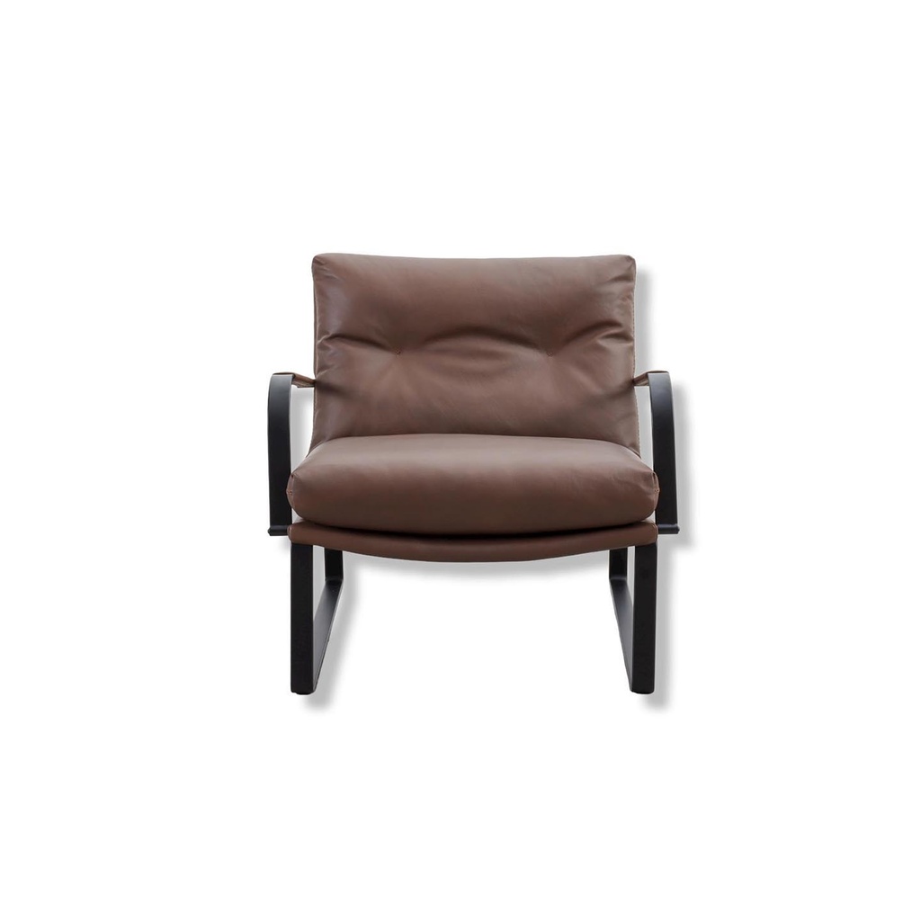 Conform armchair SHABBY in leather Western chestnut