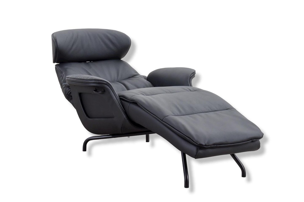 Flexlux chaise longue CLEMENT in Dakota deep black leather