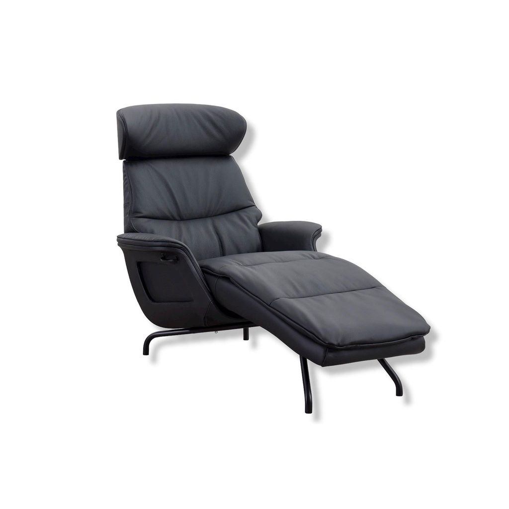 Flexlux chaise longue CLEMENT in Dakota deep black leather