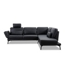 Candy Ecksofa Twister in Leder Torero nero