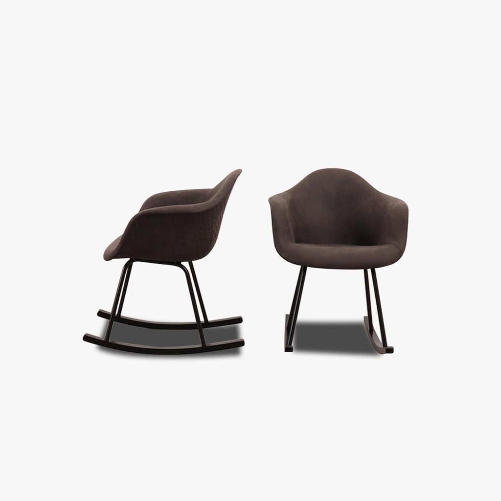Actona chair with rocking frame in dark brown microfiber