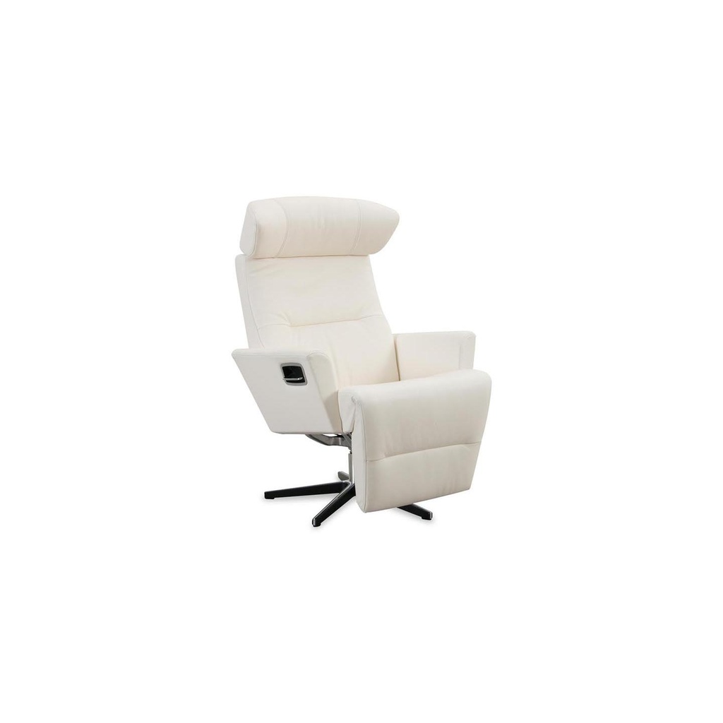 Conform RELIEVE TV armchair with footrest in Fantasy snow white leather