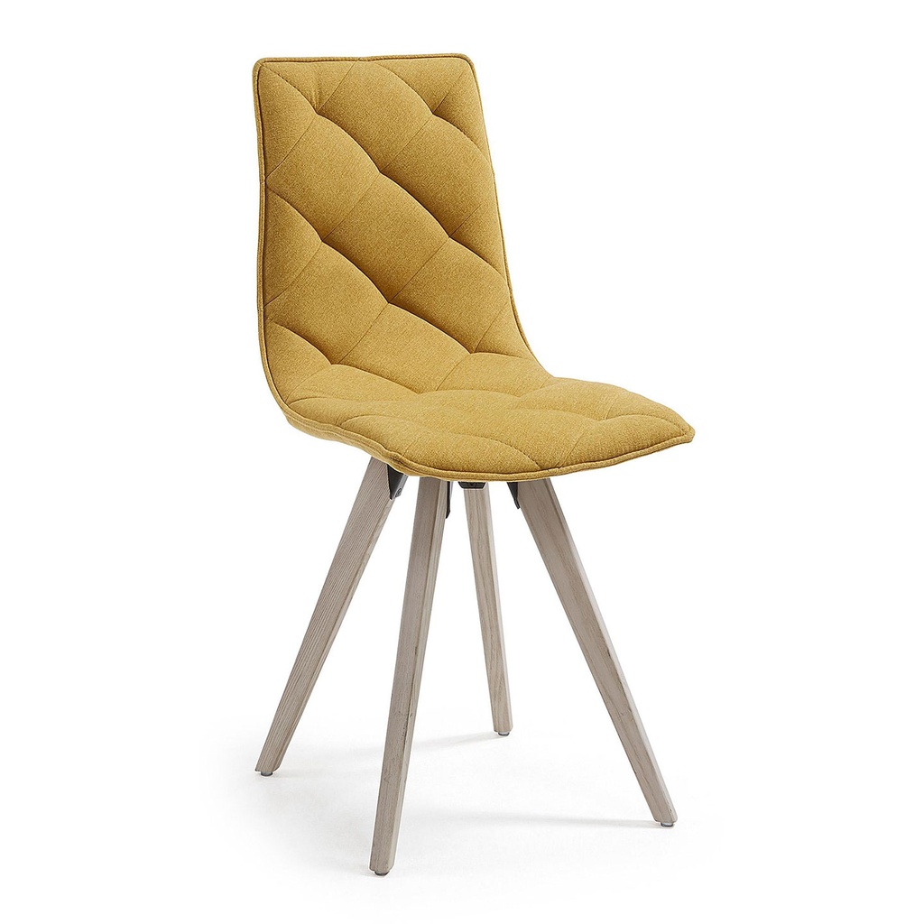 Danish Lemonite chair TUK natural wood fabric mustard