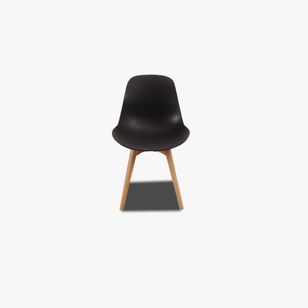 Actona chair in black plastic with wooden frame