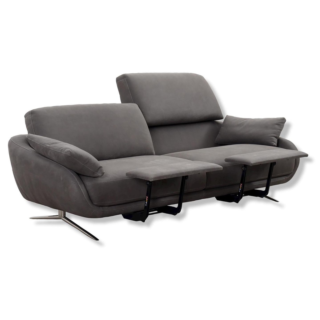 Calia Italia Regal_E 3-seater sofa in leather Nouveau slate gray