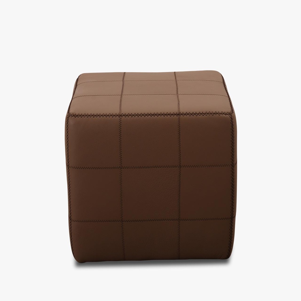 Catra Home ZIG ZAG stool in nougat leather with brown contrast stitching