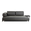 Danish Lemonite Sofa COMPO in Stoff dunkelgrau mit Tablett