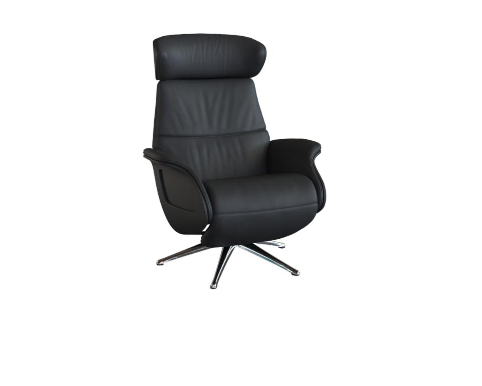 Flexlux recliner CLEMENT with integrated footrest in Dakota leather