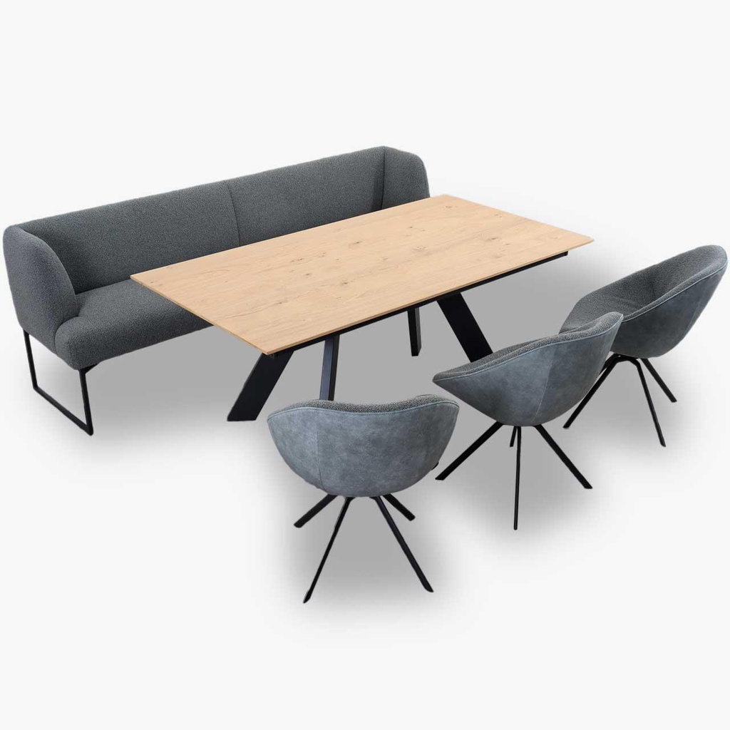 [92260301] Venjakob dining set P2 OPAL and chair LIV fabric Genua khaki