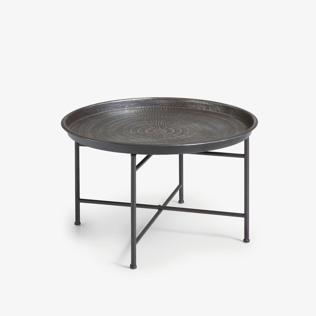 [C875R82] Danish Lemonite Dalinea coffee table in steel with antique effect Ø 65 cm