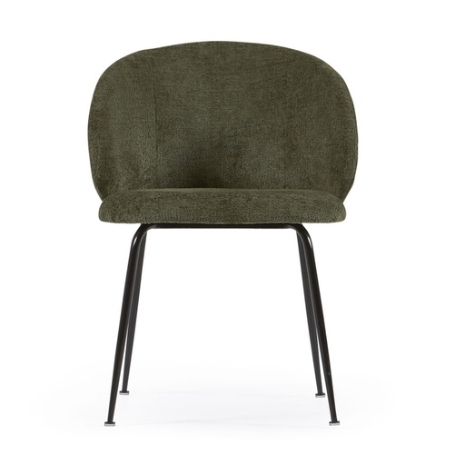 [CC1167BG19	] Danish Lemonite chair Monna in green chenille and steel legs with black finish