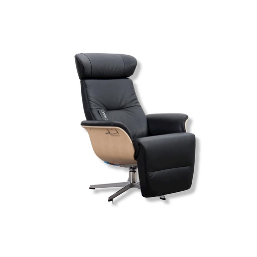 [92256242] Conform TV armchair Time Out with footrest in Zero black leather