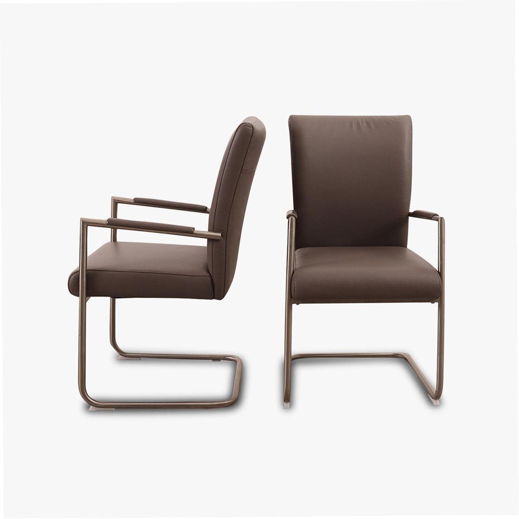[92260401] K+W - 4x cantilever chair set 6033 in leather Torry taupe